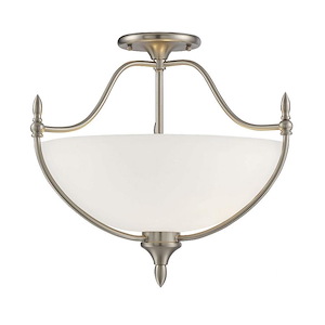 3 Light Semi-Flush Mount-Traditional Style with Transitional and Contemporary Inspirations-15.5 inches tall by 18 inches wide