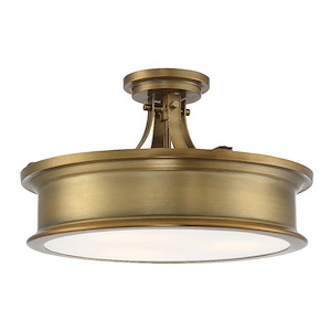 3 Light Semi-Flush Mount-Transitional Style with Bohemian and Industrial Inspirations-9.25 inches tall by 16 inches wide