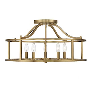 Stockton - 5 Light Semi-Flush Mount In Transitional Style-12 Inches Tall and 24 Inches Wide