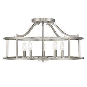 Stockton - 5 Light Semi-Flush Mount In Transitional Style-12 Inches Tall and 24 Inches Wide