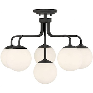 Marco - 6 Light Semi-Flush Mount In Mid-Century Modern Style-18.25 Inches Tall and 24 Inches Wide