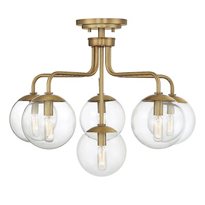 Marco - 6 Light Semi-Flush Mount In Mid-Century Modern Style-18.25 Inches Tall And 24 Inches Wide