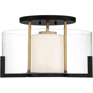 Eaton - 1 Light Semi-Flush Mount In Contemporary Style-10.25 Inches Tall And 17 Inches Wide