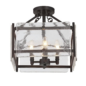 4 Light Semi-Flush Mount-Rustic Style with Transitional and Industrial Inspirations-13.75 inches tall by 14 inches wide