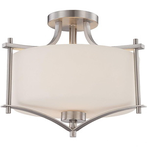 2 Light Semi-Flush Mount-Transitional Style with Contemporary and Traditional Inspirations-12 inches tall by 15 inches wide