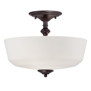 2 Light Semi-Flush Mount-Traditional Style with Transitional Inspirations-11.5 inches tall by 14 inches wide