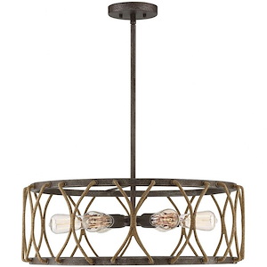 6 Light Pendant-Industrial Style with Farmhouse and Bohemian Inspirations-9 inches tall by 25 inches wide - 1151280