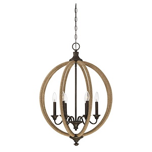 6 Light Pendant-Industrial Style with Rustic and Farmhouse Inspirations-30 inches tall by 22 inches wide