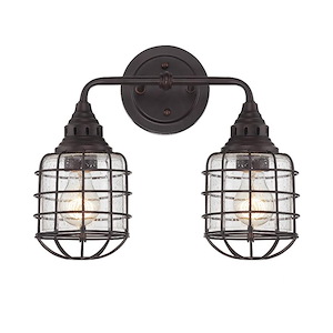 2 Light Bath Bar-Industrial Style with Farmhouse and Nautical Inspirations-12.75 inches tall by 15 inches wide - 462062