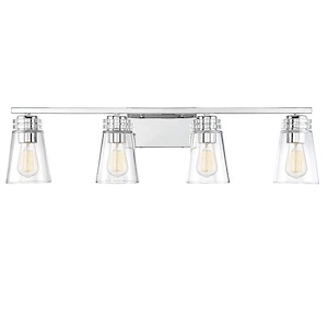 4 Light Bath Bar-Industrial Style with Transitional and Contemporary Inspirations-8.63 inches tall by 33.63 inches wide