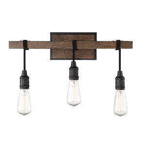 3 Light Bath Bar-Industrial Style with Farmhouse and Rustic Inspirations-10.25 inches tall by 20 inches wide - 688584