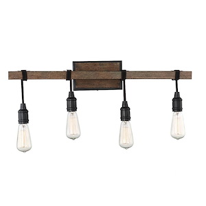 4 Light Bath Bar-Industrial Style with Farmhouse and Rustic Inspirations-10.25 inches tall by 28 inches wide - 688583