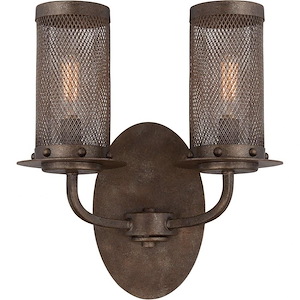 2 Light Wall Sconce-Industrial Style with Farmhouse and Rustic Inspirations-12.5 inches tall by 10.34 inches wide