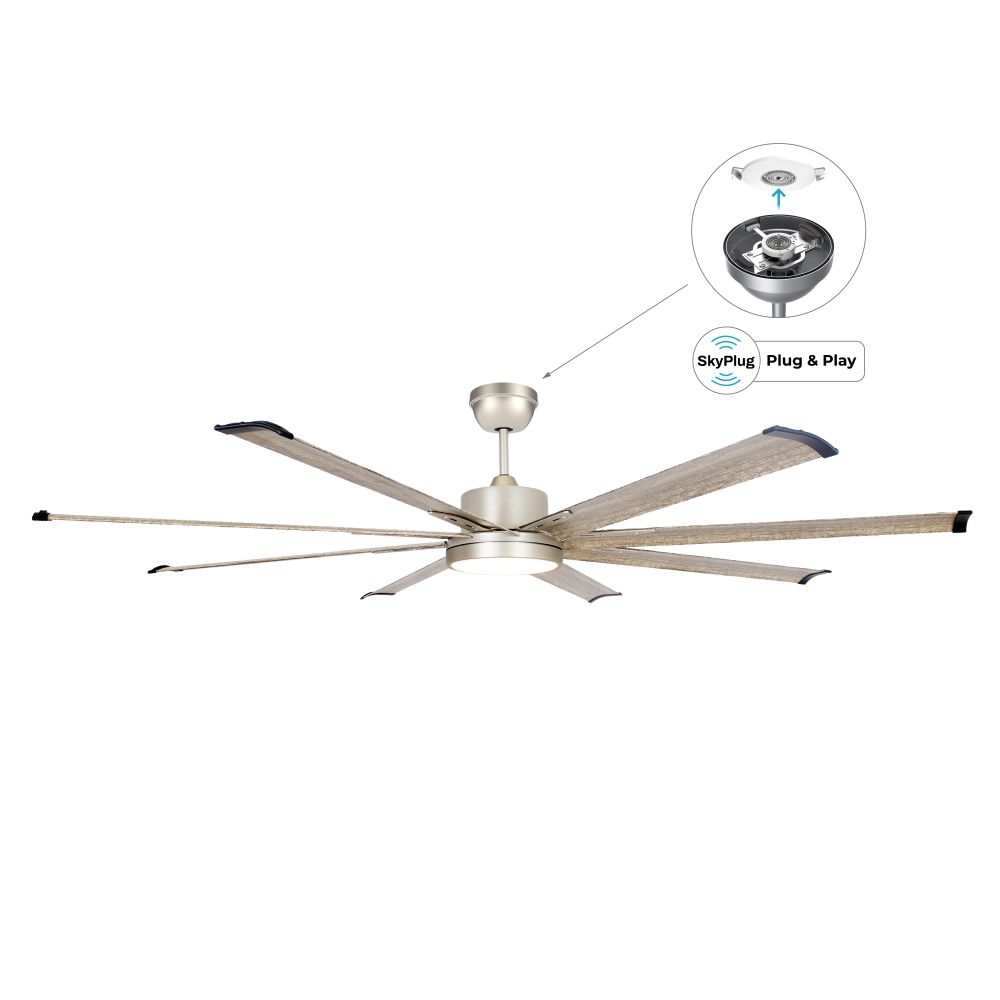 Sky Plus Fans SkyX - 2153-SN - Cumulus SkyFan 72in 8 Blade Ceiling Fan and Light Kit ...