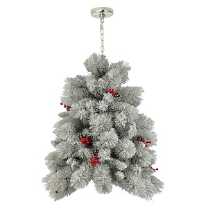 SkyPlug 3-Foot Pre-Lit Flocked Ceiling Christmas Tree Fixture with Holiday Berry Theme