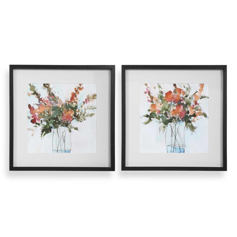 Fresh Flowers - 26.25 inch Watercolor Print (Set of 2) - 26.25 inches wide by 2 inches deep