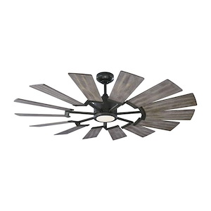 Monte Carlo Fans-Prairie 52-14 Blade 52 Inch Ceiling Fan with Handheld Control and Includes Light Kit in Style-52 Inch Wide by 14.13 Inch High
