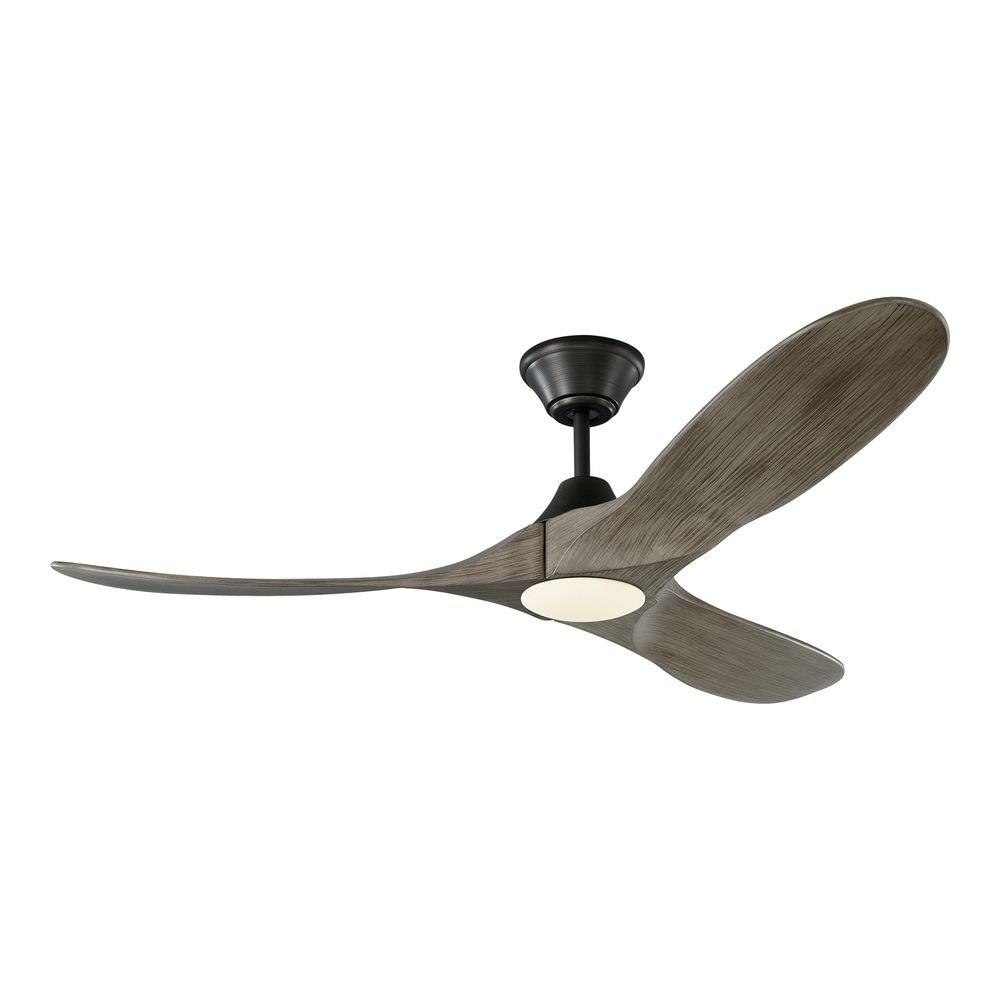 Monte Carlo Fans - Maverick II LED - 3 Blade Ceiling Fan with Handheld Control and Includes Light Kit in Modern Style - 52 Inch Wide by 13.8 Inch High