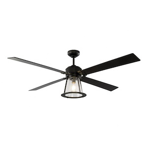 Monte Carlo Fans-Rockland-4 Blade Ceiling Fan with Handheld Control and Includes Light Kit-60 Inch Wide by 19.5 Inch High