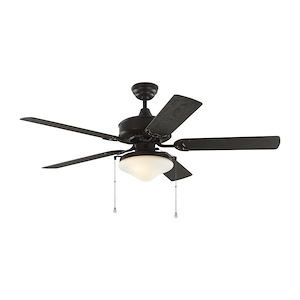 Monte Carlo Fans-Haven-5 Blade Outdoor Ceiling Fan with Pull Chain Control and Includes Light Kit in Outdoor Style-52 Inch Wide by 13.9 Inch High