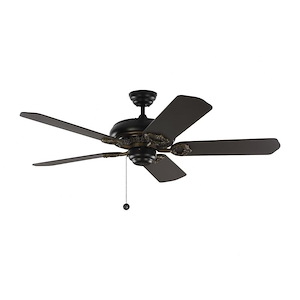 Monte Carlo Fans-York-5 Blade Ceiling Fan with Pull Chain Control-52 Inch Wide by 14.3 Inch High