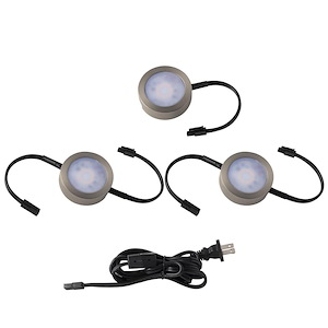 10.43 Inch 12W 3 LED Puck Lights with 2-Double and 1-Single 6in Lead Wire and 6ft Power Cord with Roll Switch