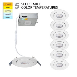 Lotos - 9W 1 LED 5-CCT Round Adjustable Recessed Kit (Pack of 6) In Functional Style-1.63 Inches Tall and 4.73 Inches Wide