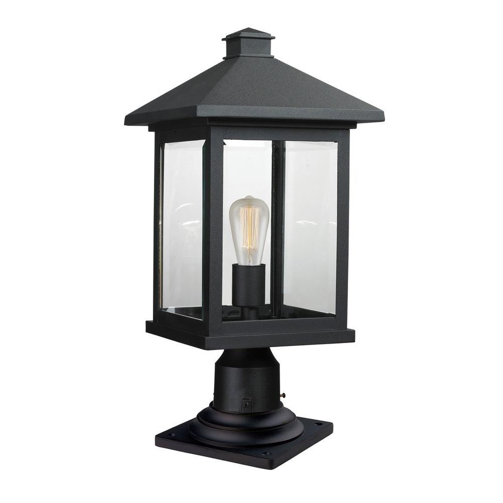 Z-Lite Portland Black Traditional Beveled Glass Lantern Pendant Light