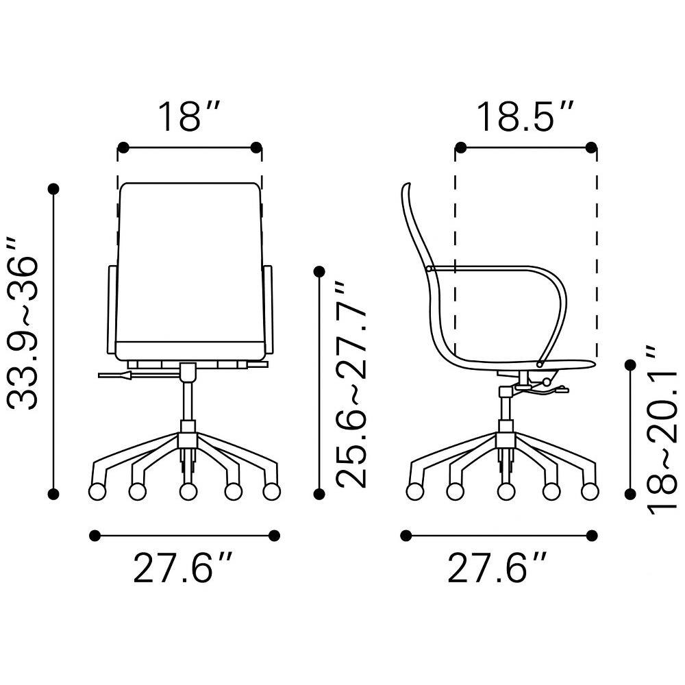 Glider Low Back Office Chair Gray - Zuo Modern 100835